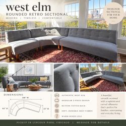West Elm Rounded Retro Sectional Sofa