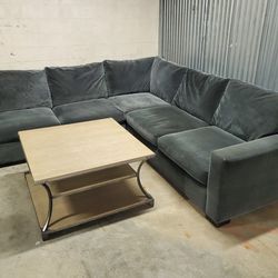 Crate & Barrel Gray Sectional Sofa Couch 