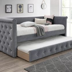 Brand New Light Grey Twin Daybed w Trundle Bed 