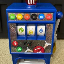M&M's World Slot Machine Candy Dispenser Blue Las Vegas Tested Working Great