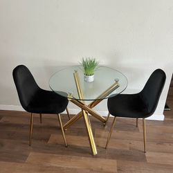Black Gold Modern Glass Dining Set