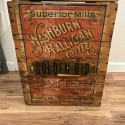 Antique Vintage Coffee Box Shipping Decor