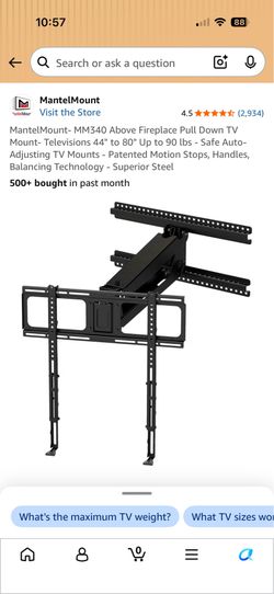 MantelMount MM340 Above Fireplace Pull Down TV Mount