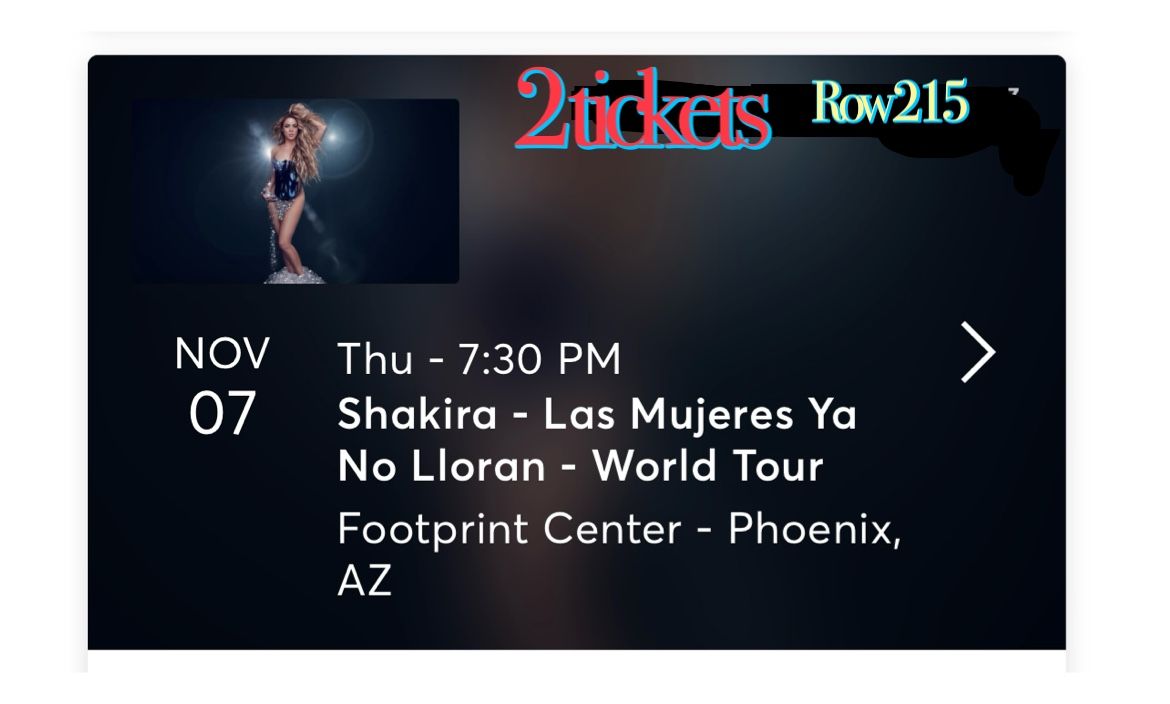 Tickets - SHAKIRA Concert - Phoenix - Nov 07