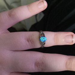 Blue fire opal ring