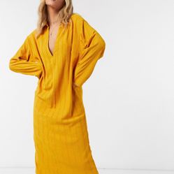 Free People Yellow Midi Dress Sz Medium