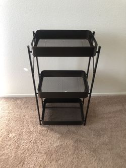 Foldable Dark Brown 3-Tier Cart/Shelf