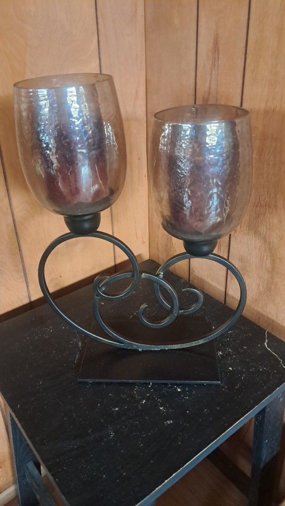Retro Iron Country Double Hurricane Candle Holder