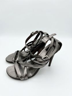 Tory Burch Multi-Strap Heeled Sandal Strappy High Heel Sandals in Antique Silver