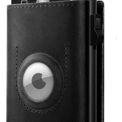 TOYFID Minimalist Wallet for Men,Mens Wallet Card Holder Compatible with AirTag,Genuine Leather,ID Window,Pop Up Wallet Case,RFID Blocking,Slim Wallet