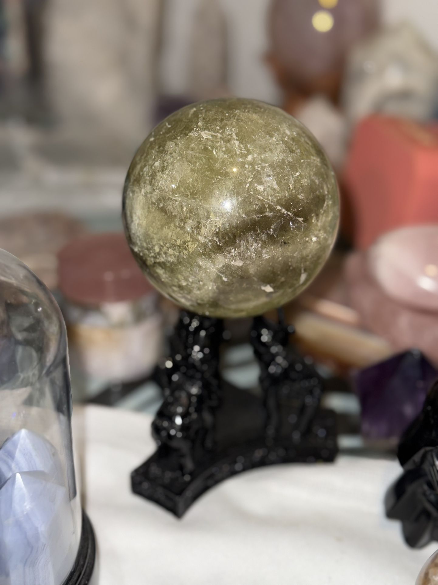Smokey Citrine Sphere With Elephant Holder