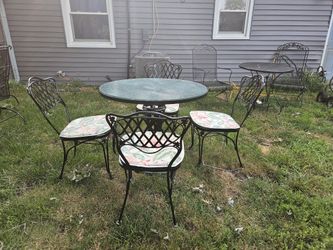 Refinished 9pc Vintage Wrought Iron Woodard Parlor Set/ Woodard Patio Table Set