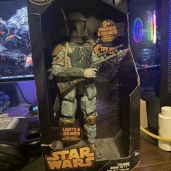 Disney Store  Star Wars Boba Fett Talking Action Figure 14" 