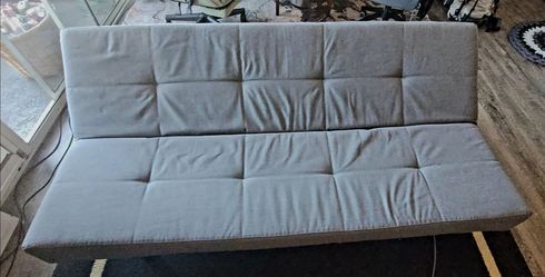 75"×40" Grey Futon Sofa / Fold Down Bed with Cover - Very Good Condition