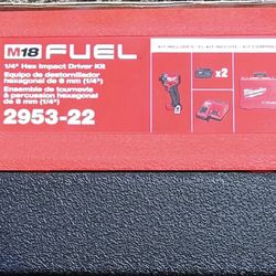 Milwaukee 1/4" Hex Impact Driver Kit M18 Fuel 18v Brushless Cordless With Two 5.0Ah Batteries, Charger & Hard Case New In Box