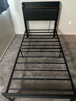 **BRAND NEW** TWIN SIZE BED FRAME WITH OUTLETS & LED LIGHTS $60
