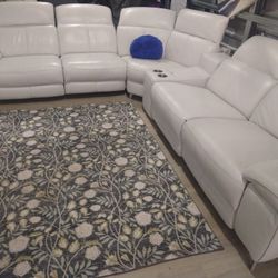 SECTIONAL GENUINE LEATHER RECLINER ELECTRIC WHITE COLOR.. DELIVERY SERVICE AVAILABLE 🚚✅💥