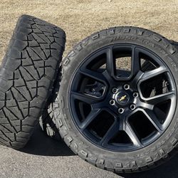 Black 22” Chevy Silverado GMC Denali wheels 6x5.5 Sierra rims Tahoe Tires Suburban Escalade