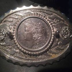 ♦ 1889 Morgan Western Silver Dollar BELT BUCKLE Silver