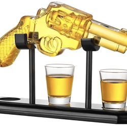 9 Oz Whiskey Decanter Set with 2 Oz Shot Glasses
