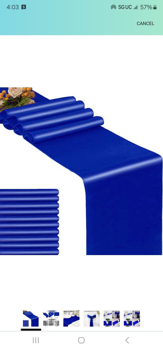 Location In Description- Royal Blue Table Runner - Pack of 10 Satin 12 x 108 Inches for Wedding Party Events Decoration

