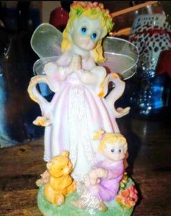 Fairy Angel Figurine with Child and Bear