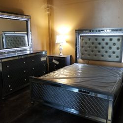 Highend LED Lighting queen bedroom set