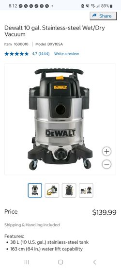 Dewalt 10 gal. Stainless-steel Wet/Dry Vacuum $100