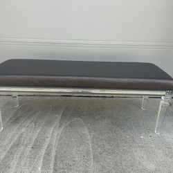 Gorgeous Acrylic Framed Bench with Sparkling brown Leather Seat 