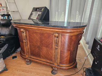 Marble top Oak bar