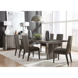 Plata 7 Piece Extension Dining Table Set in Thunder Grey