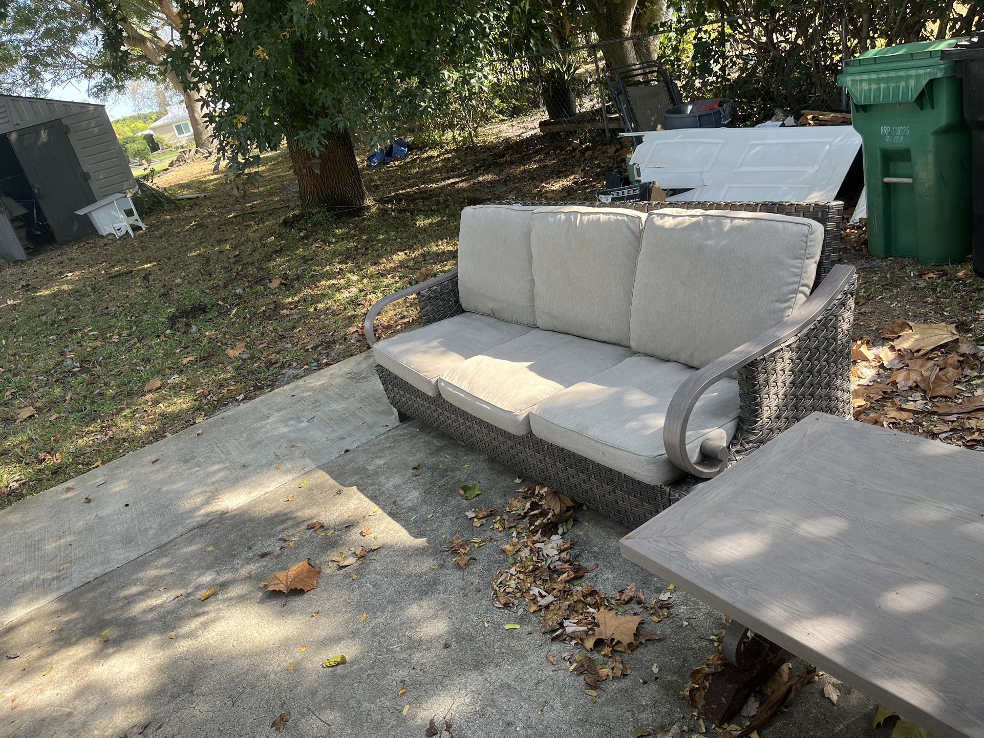 Outside Weather Couch, Outdoor Weather Chairs. With Table 