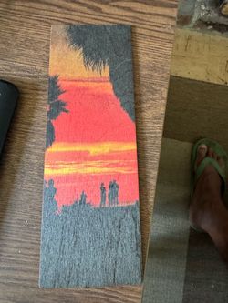 Sunset Beach Scene Printed Wood Plank Art