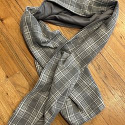 Grey and white plaid scarf 