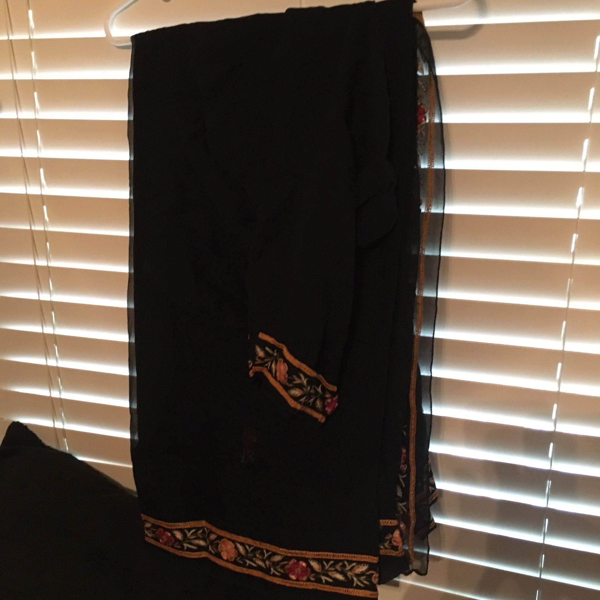 SAREE PURE CHIFFON EMBROIDERED SAREE WITH Blouse & skirt .