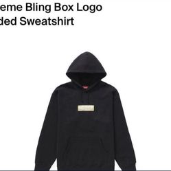 Supreme Bling Box Logo Hooded Sweatshirt  Black Size Small Brand New