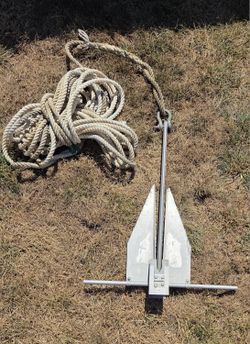 Fortress Marine Anchors - Guardian G-11 (6 lbs Anchor / 23-27' Boats), Silver  & 75'  Of 1/2"  Anchor Line