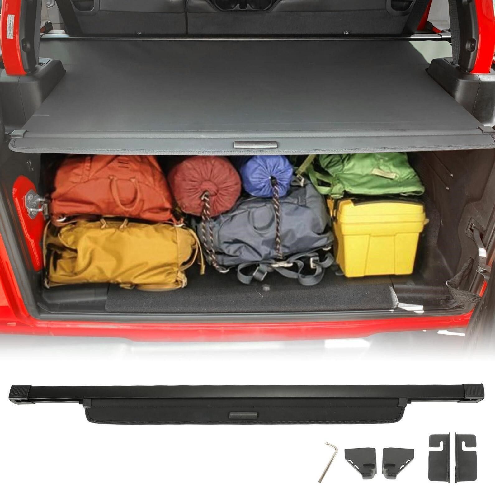 Retractable Cargo Cover Compatible with Jeep Wrangler JL JLU 4Door Hard TOP ONLY 2018-2023
