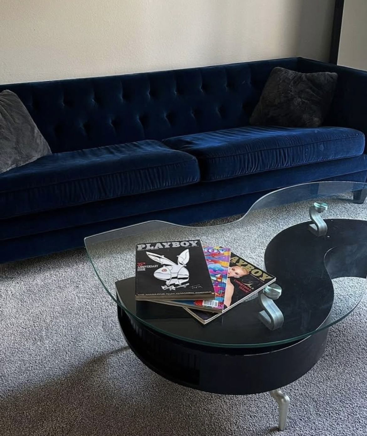 S Shaped Glass Top Coffee Table