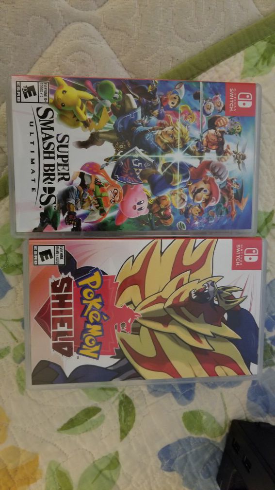 Super Smash Bros and Pokemon shield for nintendo switch