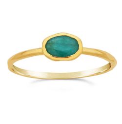 14k Yellow Gold Oval Emerald
