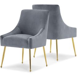 0657g  Modern Dining Chair Set of 8 for Dinner, Velvet Upholstered Kitchen Chair with Gold Legs for Living Room