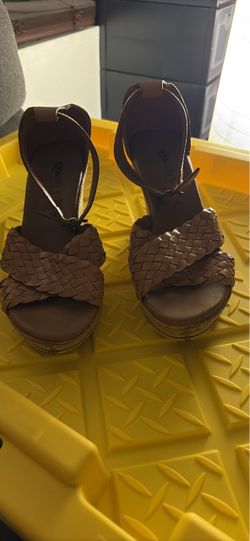 Brown Woven Platform Wedge Sandals