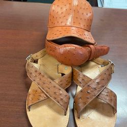 Nuevo set de huaraches,gorra y cinturón