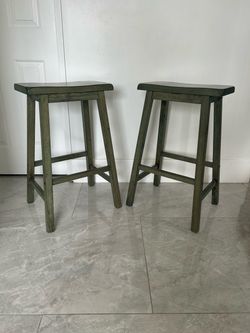 2 Solid Wood Bar Height Stools 29”