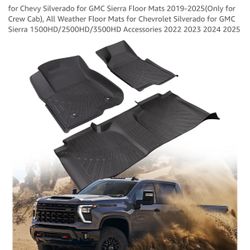 CreekT for Chevy Silverado for GMC Sierra Floor Mats 2019-2025(Only for Crew Cab), All Weather Floor Mats for Chevrolet Silverado for GMC Sierra 1500H
