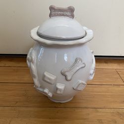  Carmel Ceramica Dog Treat Jar French White