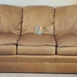 Real All Leather Couch Tan Color