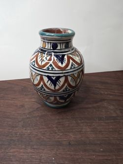 Handmade vintage pottery vase made in Morocco