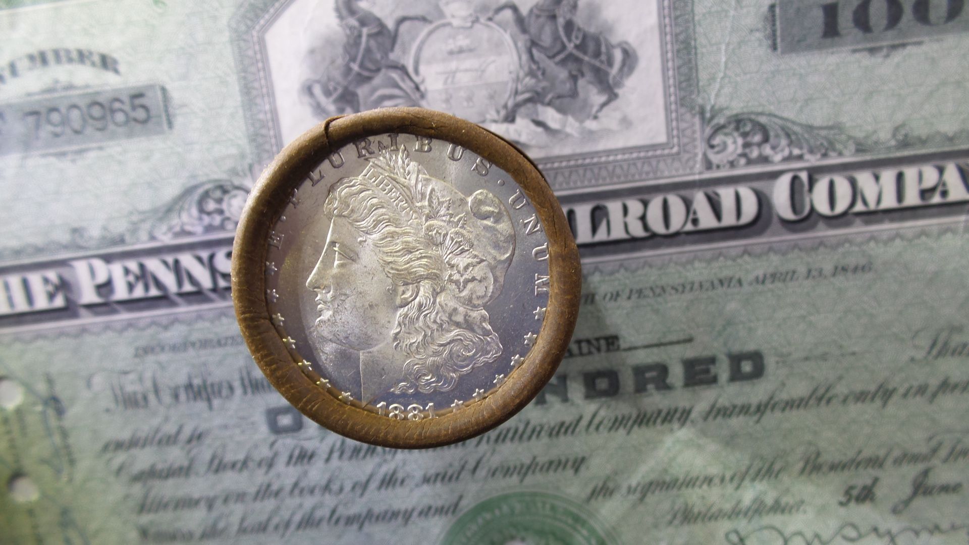 $20 SILVER DOLLAR ROLL 1881 and CC-Mint MORGAN DOLLAR ENDS